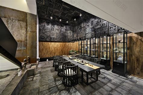 简约餐厅灰色方块地板砖工装效果图装饰装修素材免费下载(图片编号:9177530)-六图网