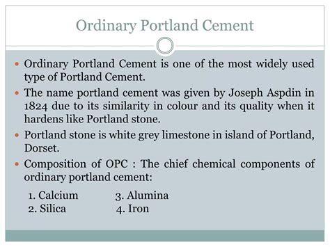 Ordinary portland cement (opc) & Rapid hardening cement | PPTX