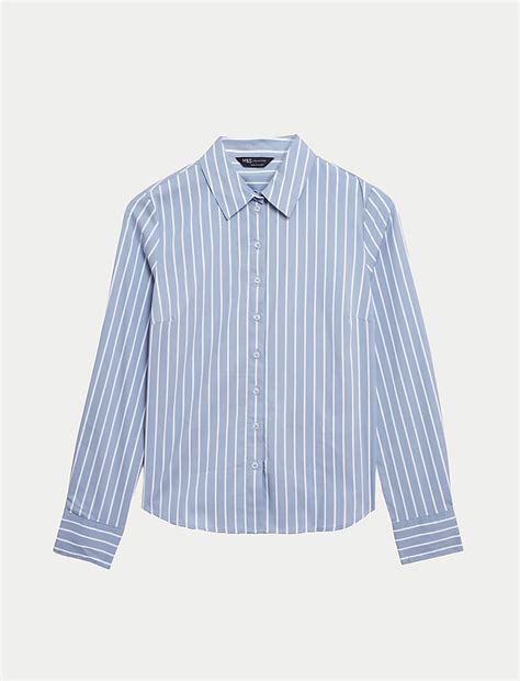 Buy Cotton Rich Striped Fitted Shirt at Marks & Spencer