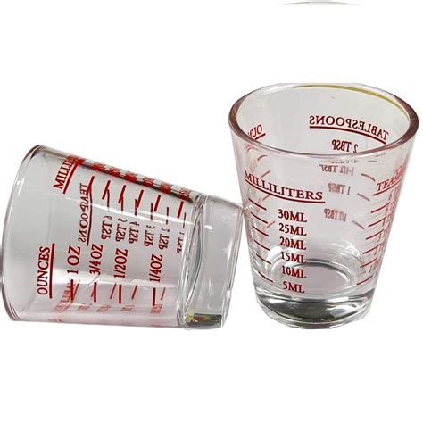i Kito 1oz Small Size Shot Glass Measure Cup, Red Markings, 2pack ...
