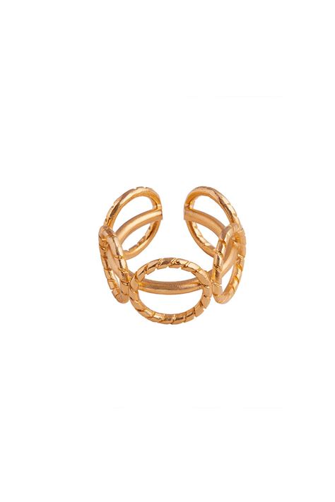 Shop Gold Plated Noor Hand-Hugging Ring by ETHNIC ANDAZ at House of ...