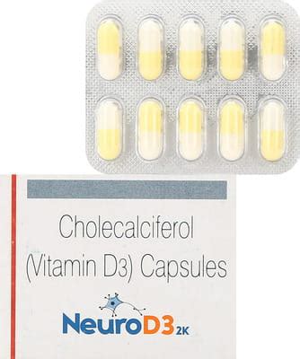 Neuro D3 2000 IU Capsule (10): Uses, Side Effects, Price & Dosage ...