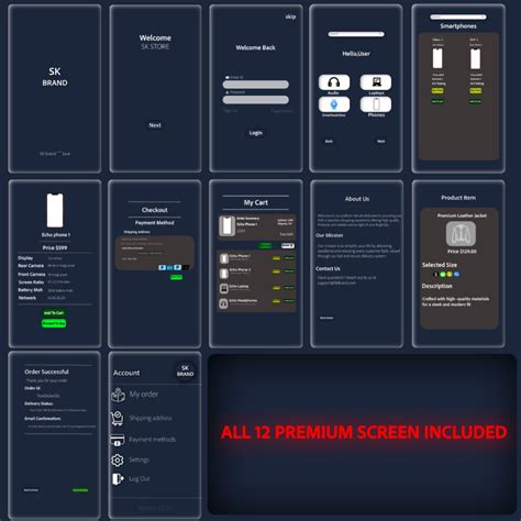 ECHO-PREMIUM E-COMMERCE MOBILE APP UI KIT(12 SCREENS)