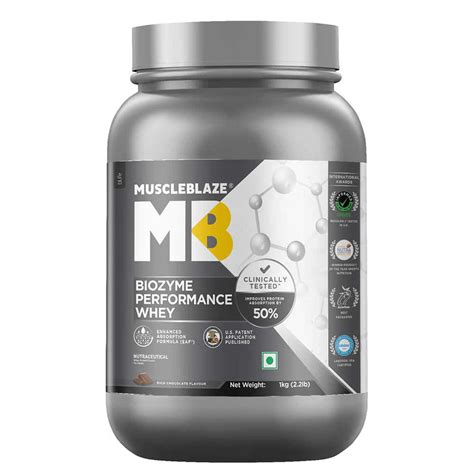MuscleBlaze Biozyme Performance Whey, 1 kg (2.2 lb), Rich Chocolate| F ...