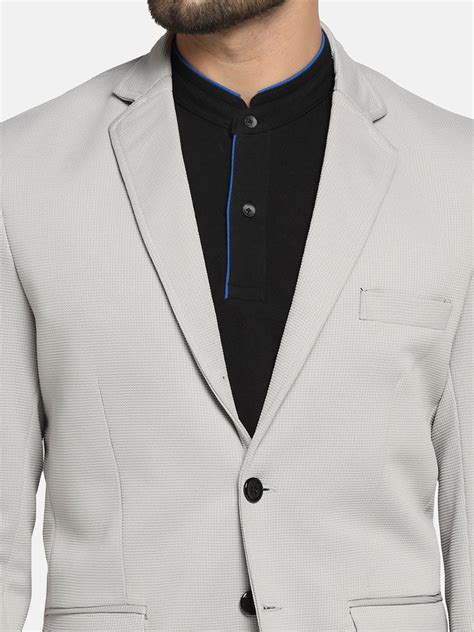 Men Grey stretchable Textured Blazer – Tahvo India