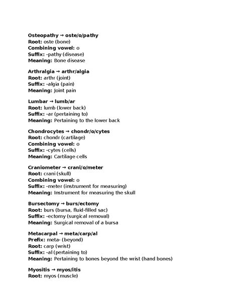 Med term 3 - medical term 3 assignment - Osteopathy → oste/o/pathy Root ...