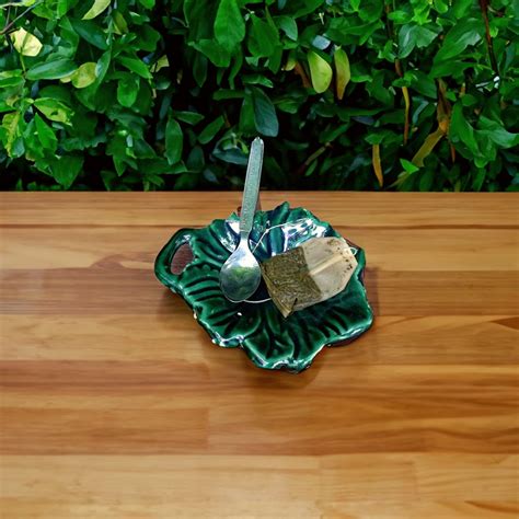 TLCAART Green Ceramic Tea Bag Coaster | Spoon Rest | Seasoning Dish ...