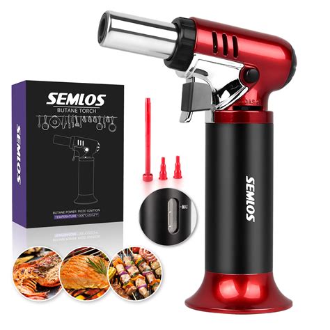Buy Semlos Butane Torch with Fuel Gauge, Refillable Kitchen Torch ...