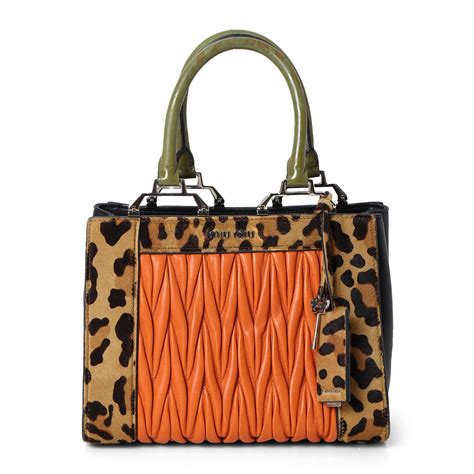 Cavallino Patch work Orange & Animal Print Satchel bag – Confidential ...