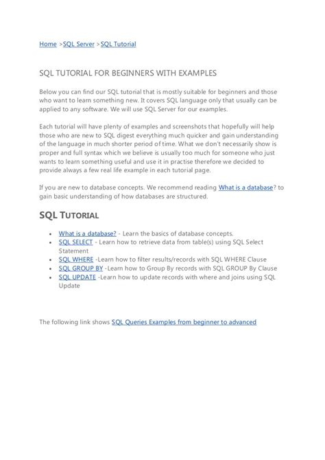 Image result for SQL Tutorial PDF