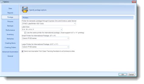 Setting Default Postage Label Printers
