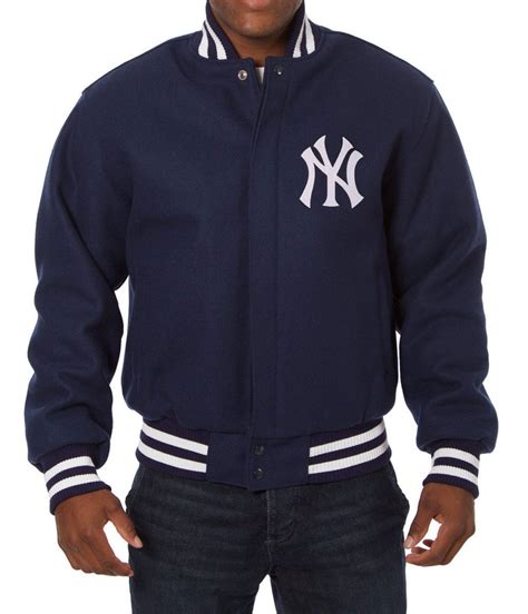 Varsity Embroidered Blue NY Yankees Wool Jacket - Jackets Masters