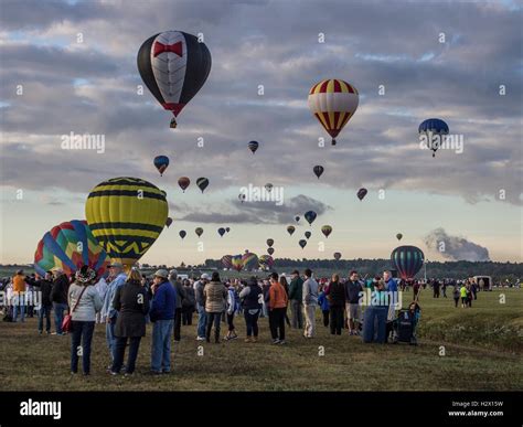 Hot air balloon launch at Adirondack Balloon Festival Stock Photo - Alamy