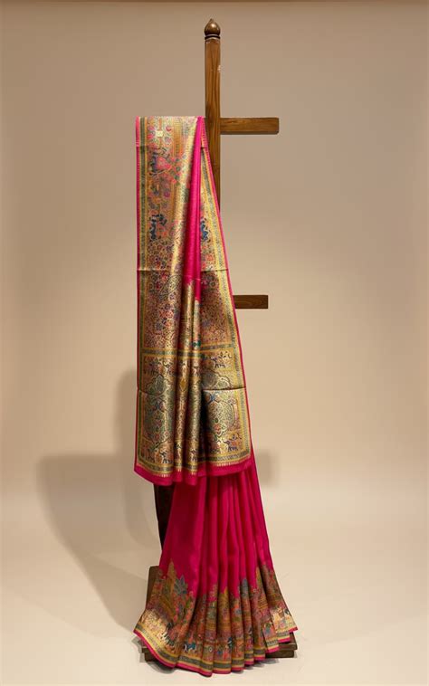 RANI COLOUR WOVEN PICHWAI ART PLANT-BASED SILK SAREE WITH RICH ZARI WO ...
