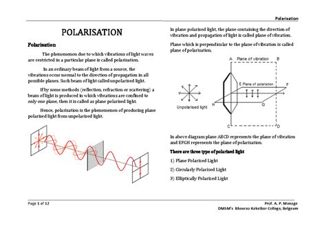 BSc Sem IV Physics Polarisation - Page 1 of 12 Prof. A. P. Manage ...