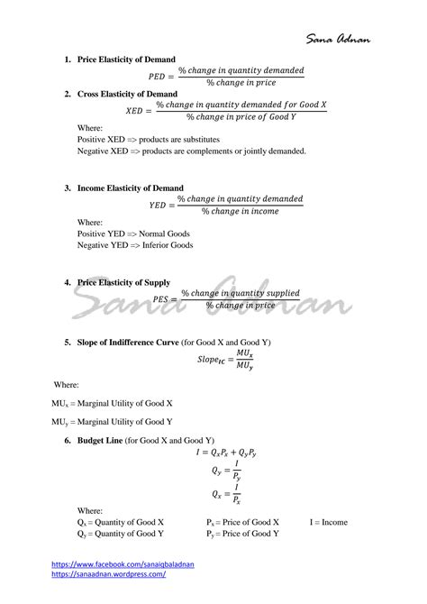SOLUTION: Economics formula sheet - Studypool