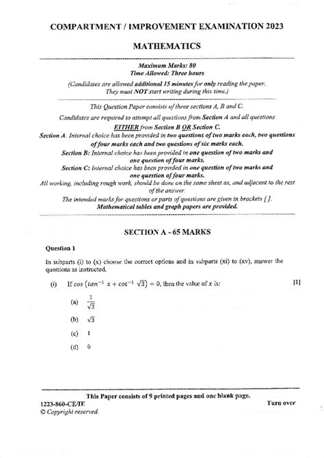 ISC Compartement Exam - 2023 Question Paper - COMPARTMENT IMPROVEMENT ...