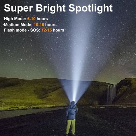 Buy TUNFOU Rechargeable Spotlight, Flashlights High Lumens 100000 ...