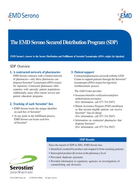 Fillable Online The EMD Serono Secured Distribution Program (SDP) Fax ...