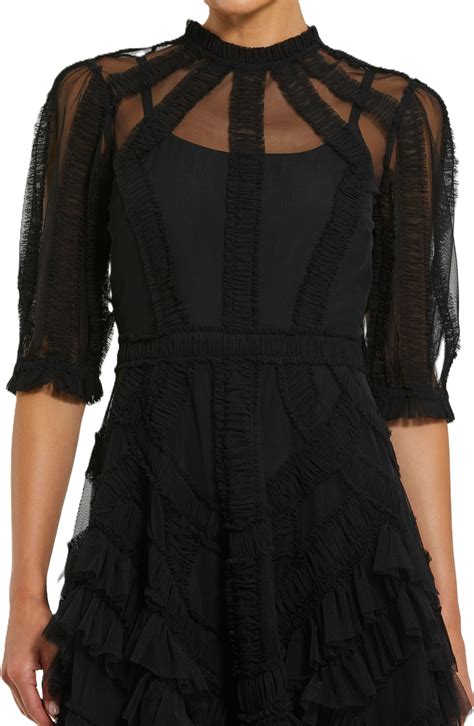 Mac Duggal High Neck Puff Sleeve Ruffle Tiered Dress | Nordstrom