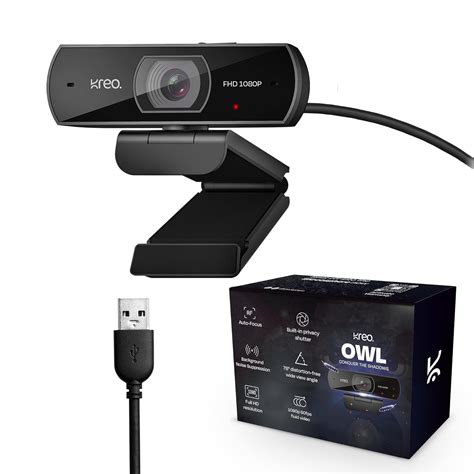 Kreo Owl Full HD 1080P 60 FPS Webcam with Auto-Focus and Built-in Dual ...