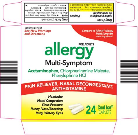 NDC 0113-2476 Allergy Acetaminophen, Chlorpheniramine Maleate ...