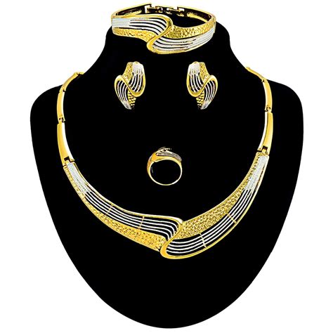 Low Cost Zinc-Alloy Gold Plated 4 Pieces Jewelry Sets
