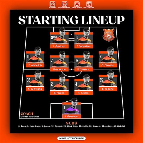 Starting lineup football club graphic design template | Premium PSD
