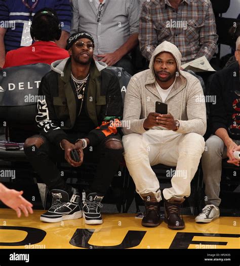 Celebrities at the Los Angeles Laker game. The Denver Nuggets defeated ...