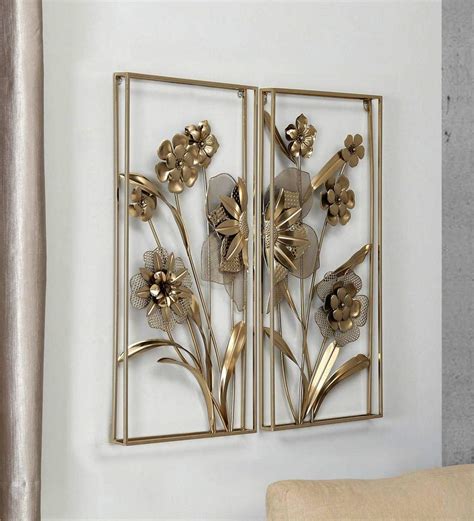 Vedas Exports Gold Iron Zoya Flower Frame Set Wall Decorative Hanging ...