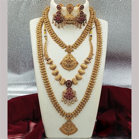 Joyful Jewel Art Matte Gold Plated Pota Stone And Temple Combo Set ...
