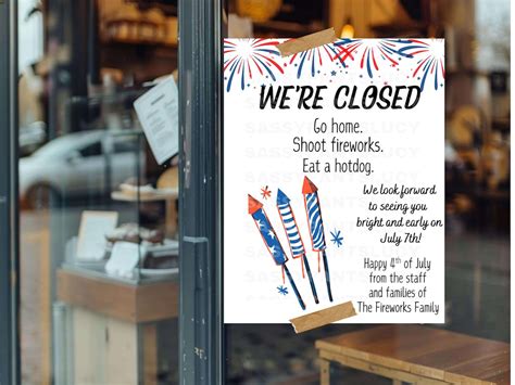 4th of July Closed Sign: Editable Business Holiday Hours (digital ...