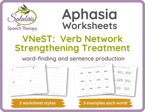 Aphasia - Vnest Worksheets - Word-finding, Sentences - Speech Therapy ...
