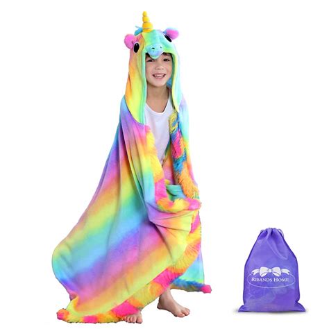 RIBANDS HOME Hooded Unicorn Blanket| Silky Soft Wearable Hoodie Blanket ...