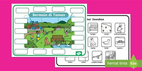 Worksheet Kosakata Bermain di Taman (teacher made) - Twinkl