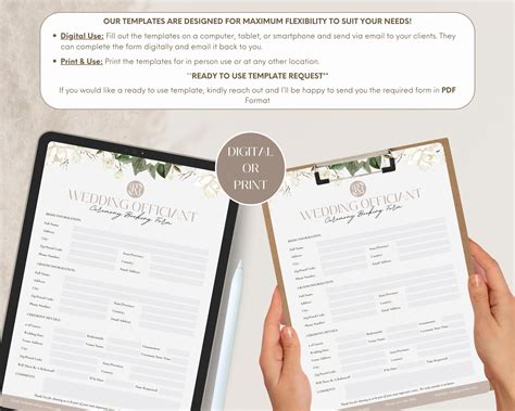Wedding Officiant Client Intake and Agreement Form,editable Wedding ...