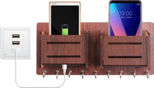 Casewilla Wooden Double Stand With 9 Hooks for Accessories, Phone ...