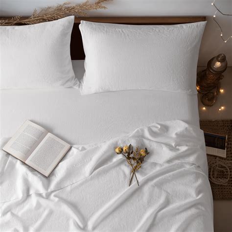 Amazon.com: LBR02M 100% Linen Sheet Set Full Size, Bed Sheets 4 Piece ...