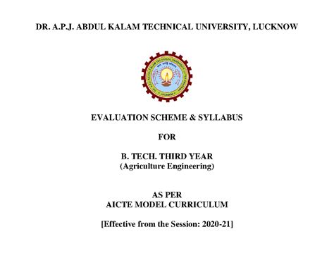 Evaluation Scheme and Detailed Syllabus of Agricultural Engineering 3rd ...