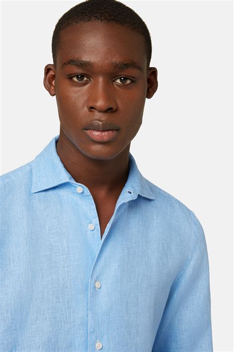 Regular Fit Sky Blue Linen Shirt | Boggi