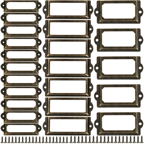 60 Pcs Office Library File Drawer Cabinet Card Tag Label Holder Metal ...
