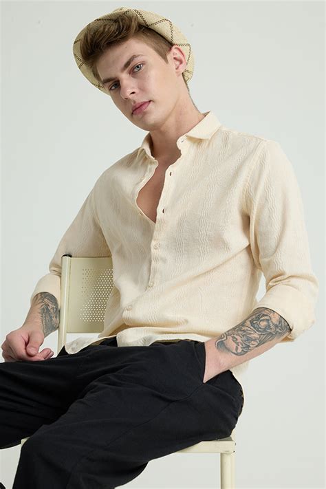 Buy Men's Yellow Textured Slim Fit Shirts Online | Snitch – SNITCH
