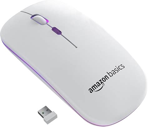 (Refurbished) amazon basics Rechargeable Wireless Mouse with RGB LED ...