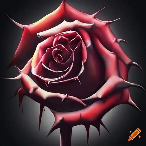 Beautiful and dangerous rose with venomous thorns on Craiyon