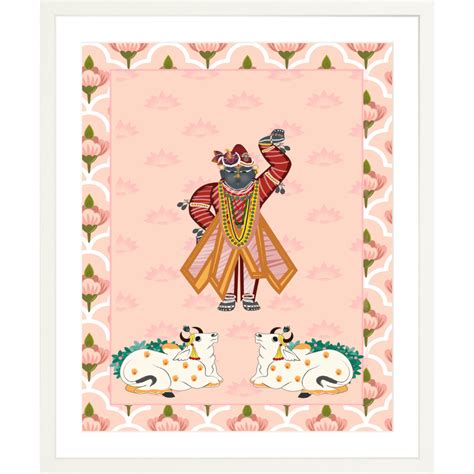 Shrinathji Lotus Pichwai Portrait – Wall Vastra