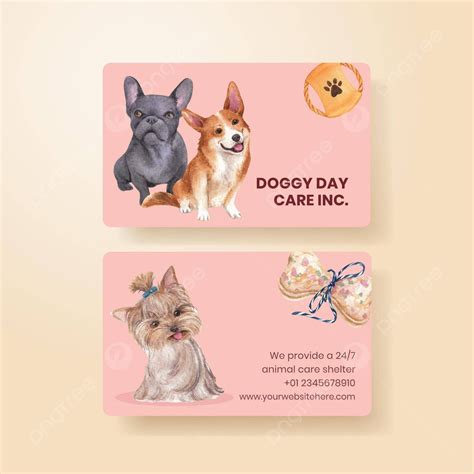 Cute Dog Watercolor Name Card Template Card Watercolor Animal Vector, Card, Watercolor, Animal ...