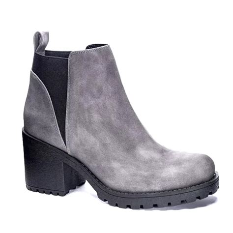LIDO SMOOTH Gray Size 5.5M Round Toe Block Heel Booties Women's Ankle ...