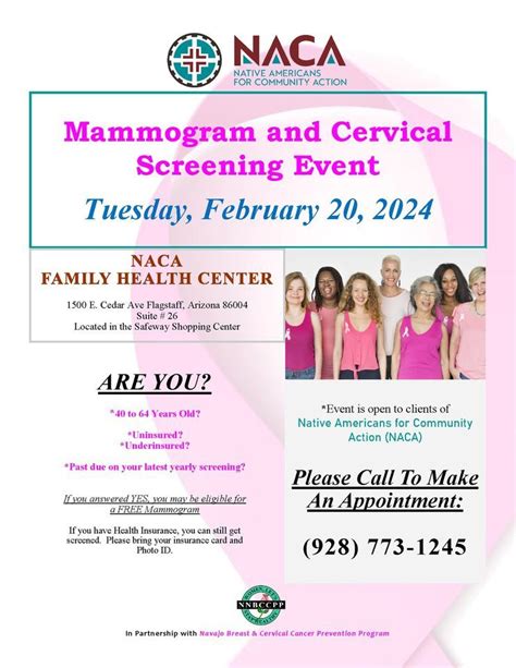 Mammogram and Cervical Screening Event, NACA Family Health Center ...