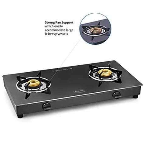 Padmini Brass Burner Glass Top Gas Stove CS 2GT Shine Auto ( 2Burner ...