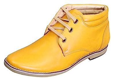 Buy VanCooper Men's Yellow Leather High Top Shoes - 7 UK at Amazon.in